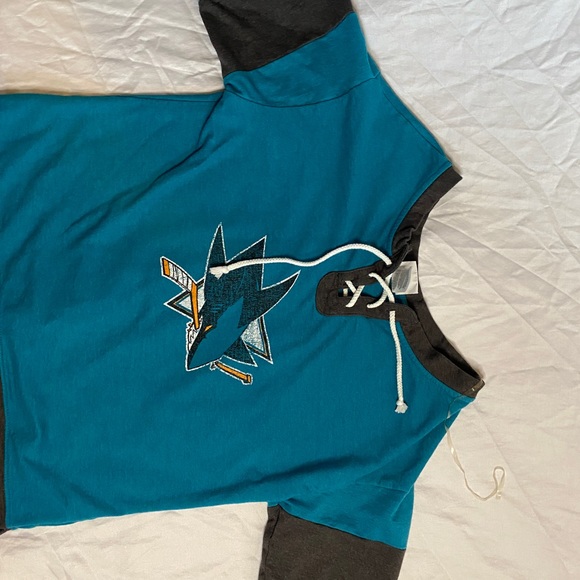 San Jose Sharks Women’s Off The Shoulder Sweater - Picture 5 of 8